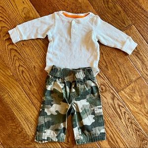 3 Month Jumping Beans Waffle Onesie w/Camo Pants